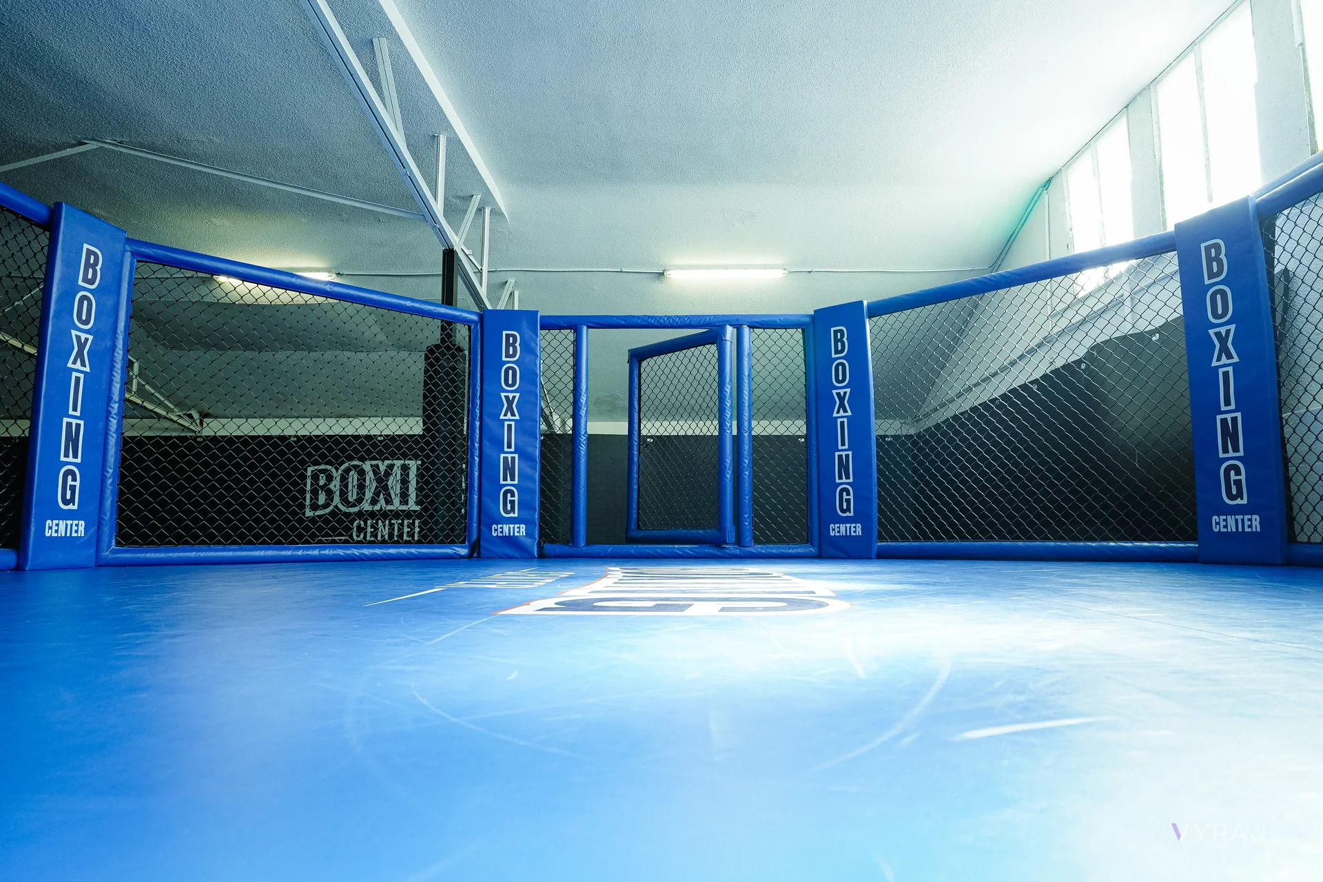 Intérieur de la cage MMA utilisée pour le grappling à la salle Boxing Center Toulouse États-Unis